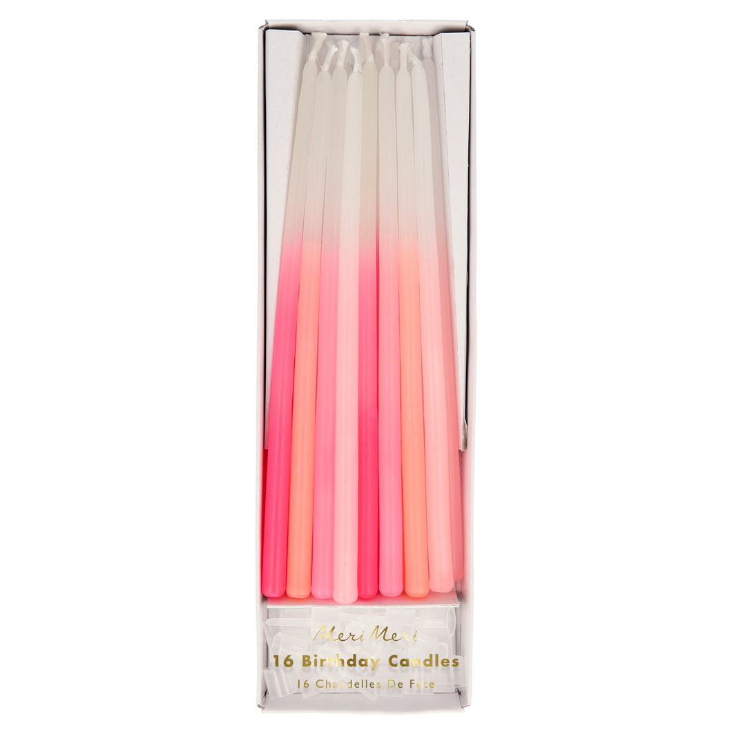 16 Grandes Bougies Coniques - Camaïeu de Roses