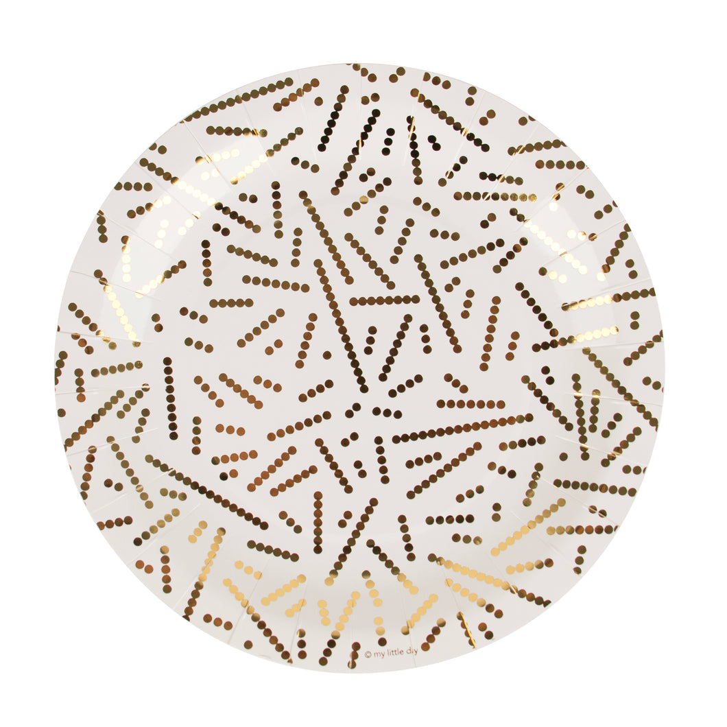 8 Assiettes Perles Dorées