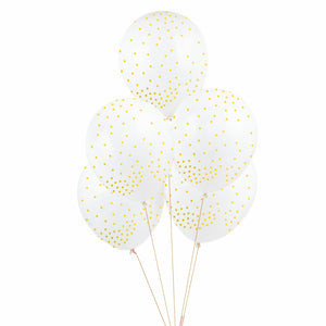 5 Ballons Imprimés Confettis Dorés